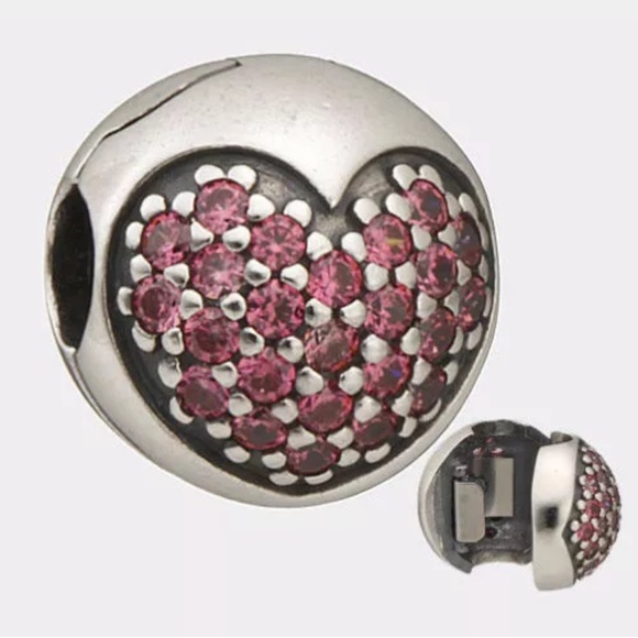 Authentic Pandora Pink Pave Heart Clip - Picture 4 of 6